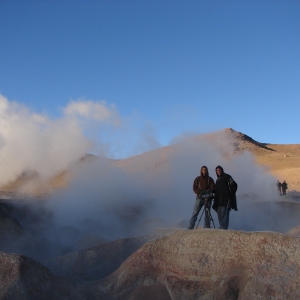 several people die here each year because they fall into the boiling mud pockets. i was not one of those. me and morgan on location in southwestern Bolivia.