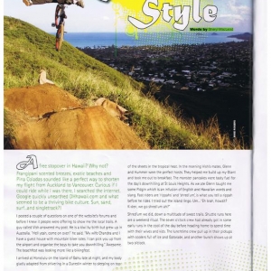 Island Style by Sheryl Macleod pg1
4 page write up on Mtbing Hawaii for New Zealand Mtb mag