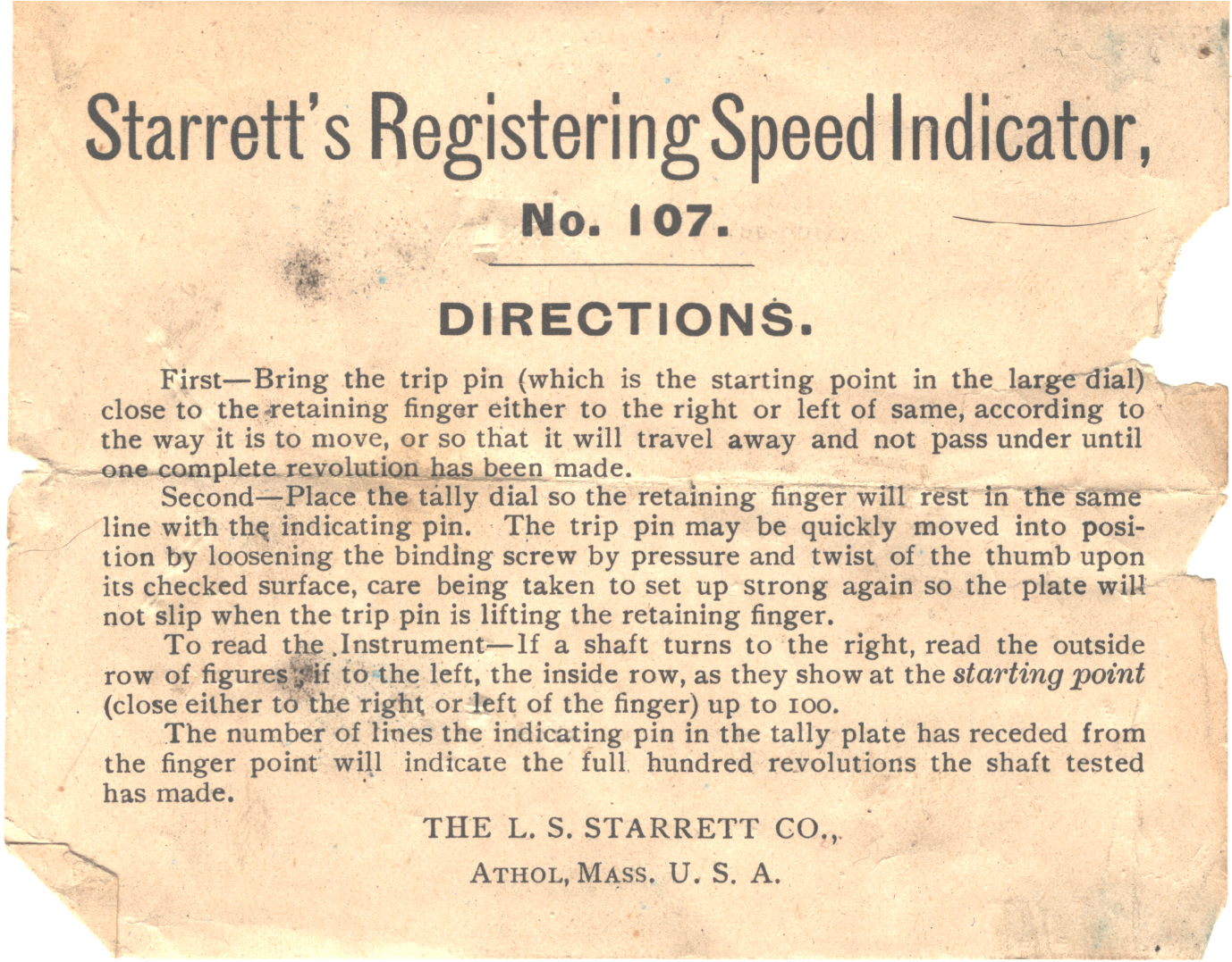 Starrett's Registering Speed Indicator, No. 107 directions.jpg