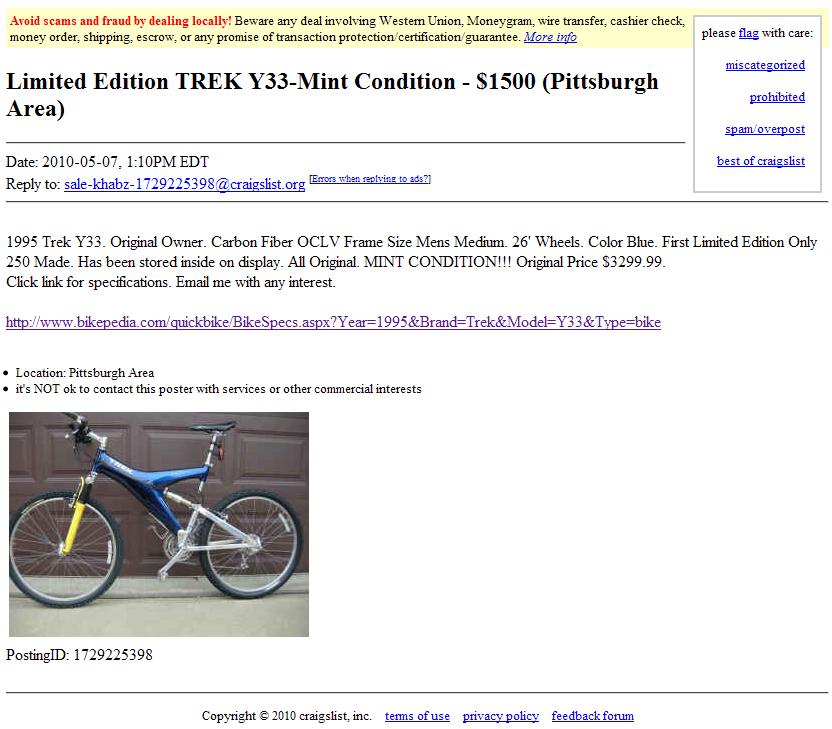 trek y33 craigslist