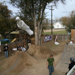 A pic of the ghost we hung on the power line in our yard during out last jam,/www.pinkbike.com/news/jammy-jam-2009.html the weekend before Halloween.