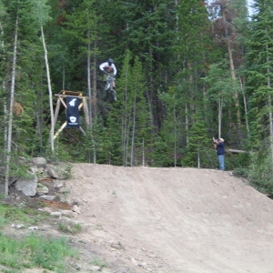 1st crankworx in Co,,think Jamie Goldman was the 1st rider to clean this drop,,near veritical rock face before the take off