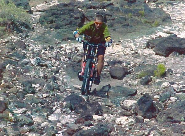 downhillin the volcanoes of albuquerque, nm with no helmet.  i'm smart
fall 2001