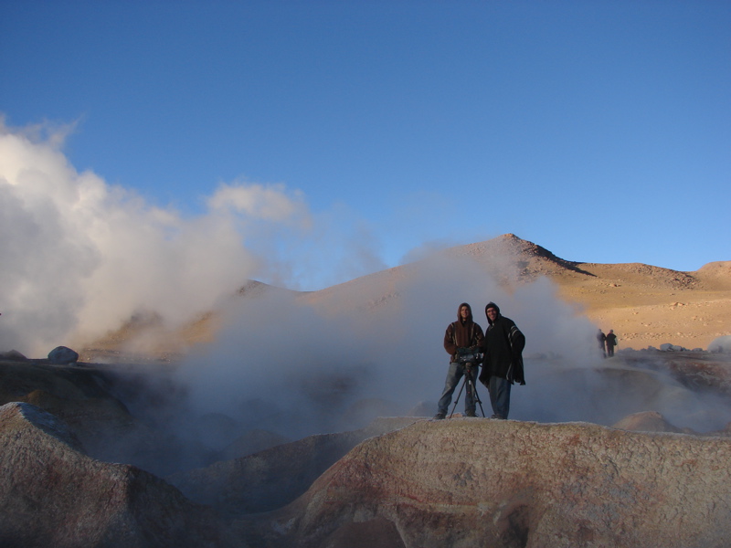 several people die here each year because they fall into the boiling mud pockets. i was not one of those. me and morgan on location in southwestern Bolivia.